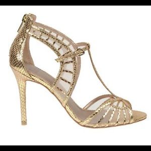 NWT Badgley Mischka Gold peep toe heels